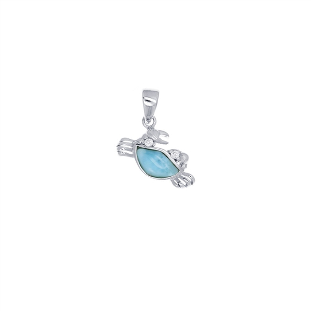 925 Sterling Silver Larimar Crab Pendant 3 gm